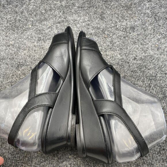 SAS Caress Cross Strap Sandals Size 6 W | Black Leather Comfort Wedge - Picture 13 of 16